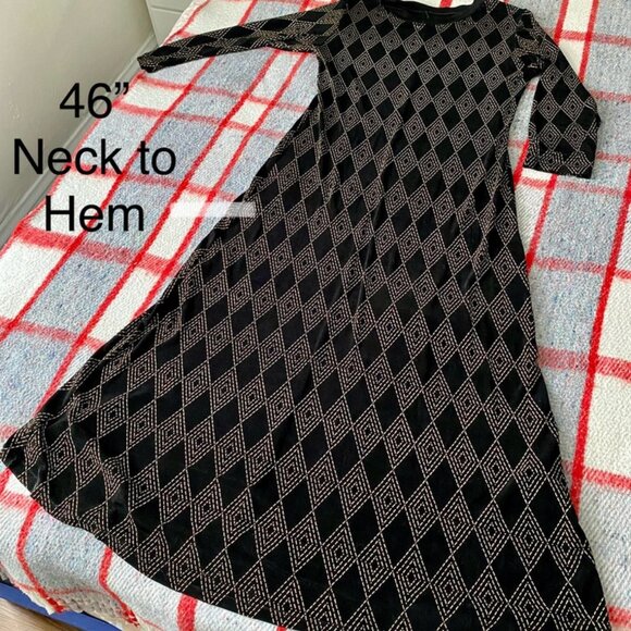 Black/Gold long maxi-style slip on stretch dress Med to Large - Picture 2 of 10